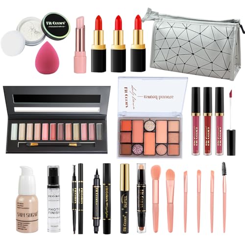 Proamate All-in-One-Make-up-Set, Kosmetik-Make-up-Starter-Set mit Aufbewahrungstasche, tragbare Reise-Make-up-Palette, Lidschatten, Foundation, Lipgloss, Make-up-Set für Teenager und Erwachsene (Kit von proamate