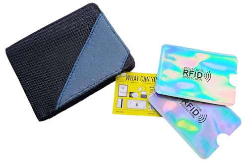 Slim Wallet Geldbörse mit PICA2 Stoff aus Teflondraht gefärbt + 2 Kartenhalter RFID-Schutz gegen Fälschungen, Braun/Petrol, 16x13x2, Amerikanisch von prodigital