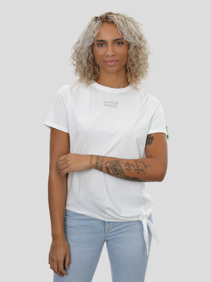 project eleven T-Shirt P11 T-Shirt mit Saumschleife und Print in Off White von project eleven