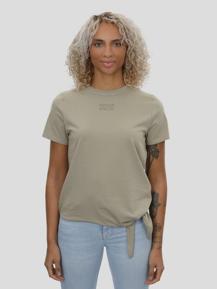 project eleven T-Shirt P11 T-Shirt mit Saumschleife und Print in Olive von project eleven