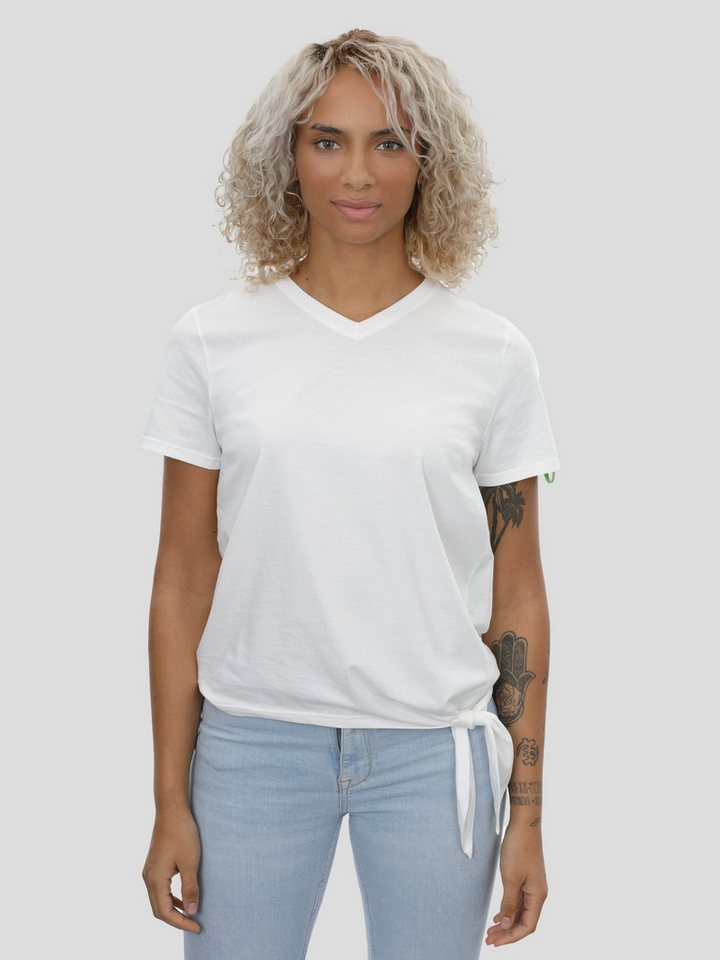 project eleven T-Shirt P11 T-Shirt mit Saumschleifen und V-Neck in Off-White von project eleven