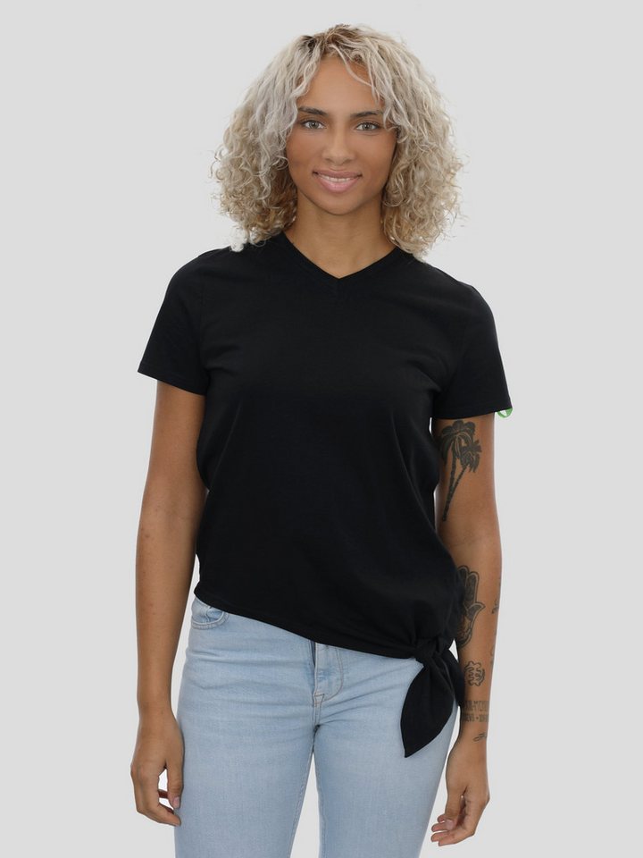 project eleven T-Shirt P11 T-Shirt mit Saumschleifen und V-Neck in Schwarz von project eleven