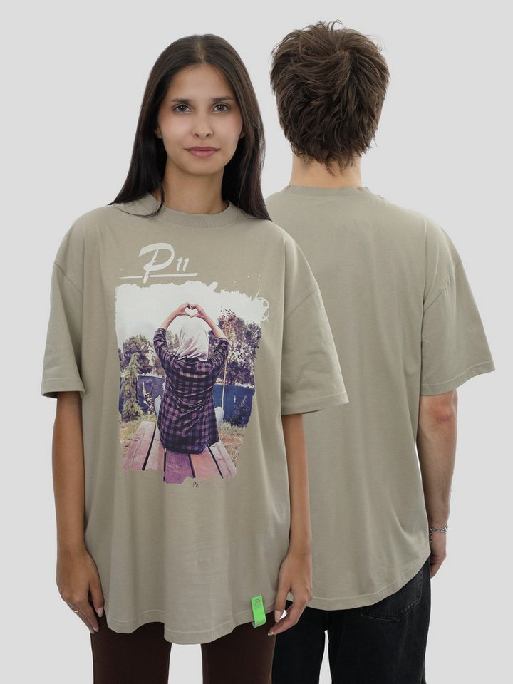 project eleven T-Shirt T-Shirt Oversize Unisex Herz Print in Olive von project eleven