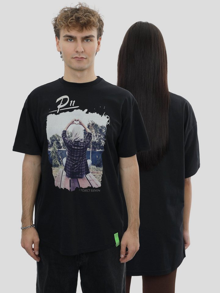 project eleven T-Shirt T-Shirt Oversize Unisex Herz Print in Schwarz von project eleven