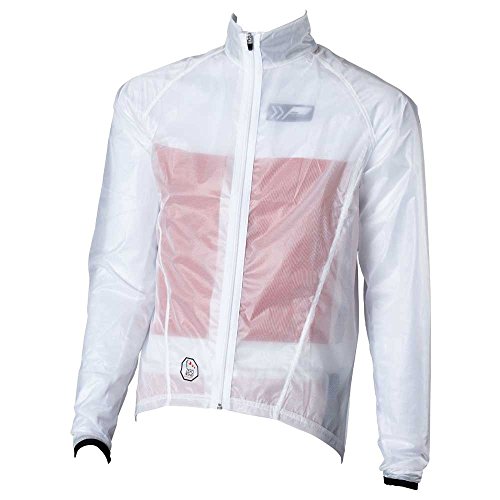PROLOG Herren Fahrrad Regenjacke Extrem Dünn, Wasserdicht, Atmungsaktiv - Transparent Weiß Größe XXS von prolog cycling wear