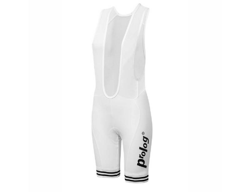 prolog cycling wear Bikerhose Fahrradhose Damen kurz mit Träger „bib 1-White“ Weiß, gepolstert 8 Std. Radmarathon Sitzpolster, bequeme luftdurchlässige Netzträger von prolog cycling wear
