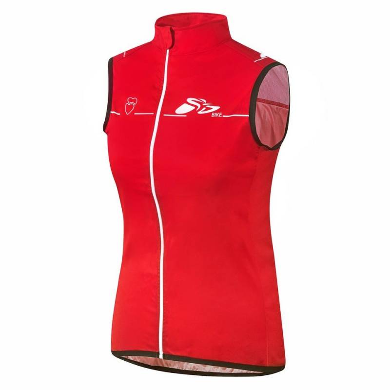 prolog cycling wear Funktionsjacke Damen Radweste Softshell Windweste „ Zero Wind Red“ atmungsaktiv von prolog cycling wear