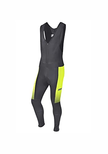 prolog cycling wear Herren Winter Radhose Lang mit Sitzpolster, Fahrrad Trägerhose mit Spritzschutz in Front und Gesäß, Neongelb Schwarz Gr. XXL von prolog cycling wear