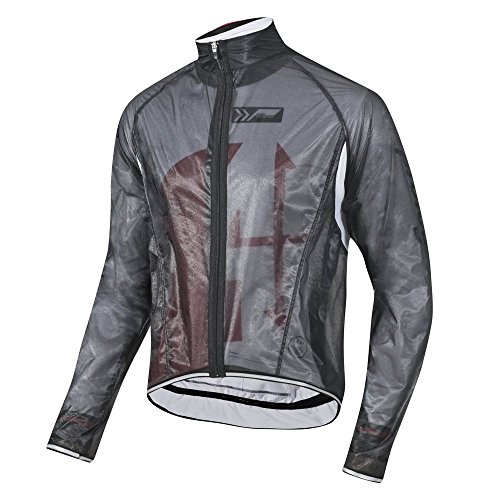 PROLOG Herren Fahrrad Regenjacke Extrem Dünn, Wasserdicht, Atmungsaktiv - Transparent Schwarz Größe S von prolog cycling wear