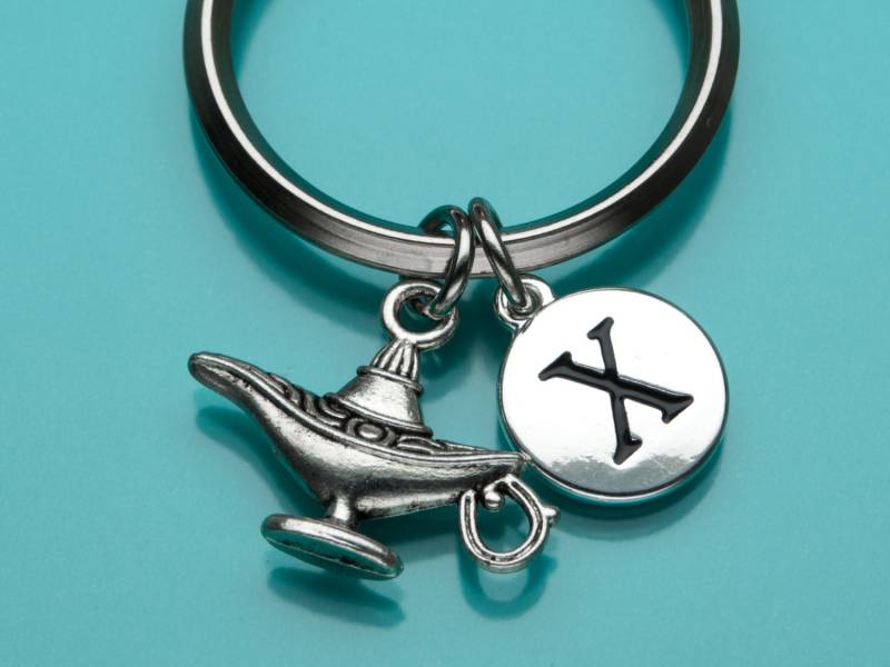 Aladins Schlüsselanhänger, Laterna Magica Schlüsselbund, Genie Lampe, Anfängliche Keychain, Personalisierte Charm, 720 von promisemeeverything2