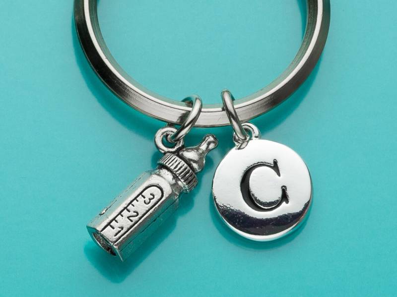 Baby Bottle Schlüsselanhänger, Anfängliche Keychain, Personalisierte Benutzerdefinierte Charme 21 von promisemeeverything2