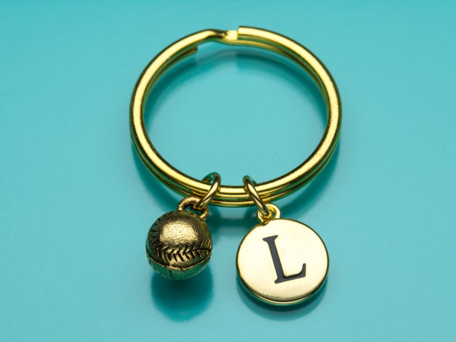 Baseball-Schlüsselanhänger, Gold Team Sport Charm, Initial Keychain, Personalisierter Schlüsselbund, Benutzerdefinierter Charm 458 von promisemeeverything2