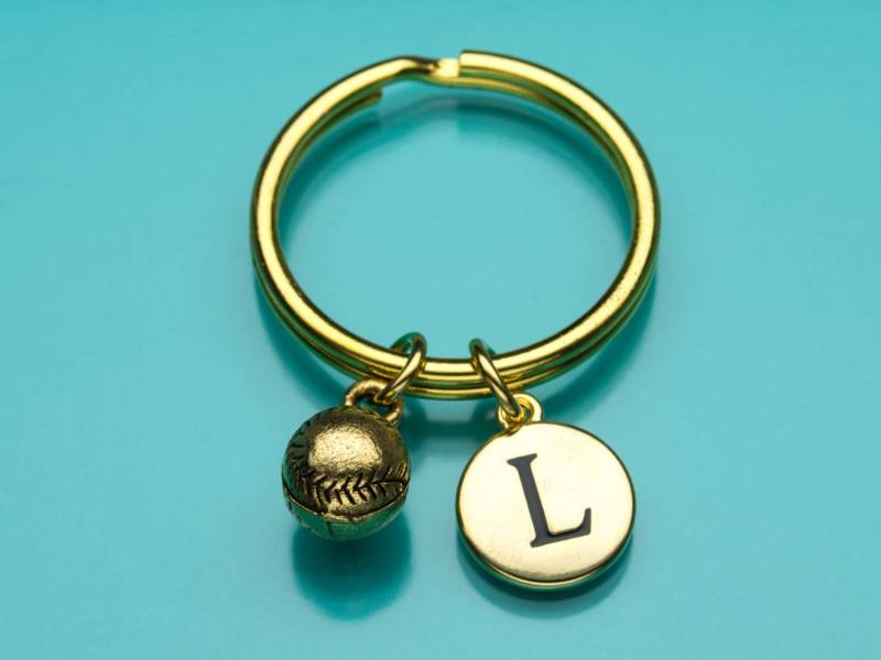 Baseball-Schlüsselanhänger, Gold Team Sport Charm, Initial Keychain, Personalisierter Schlüsselbund, Benutzerdefinierter Charm 458 von promisemeeverything2