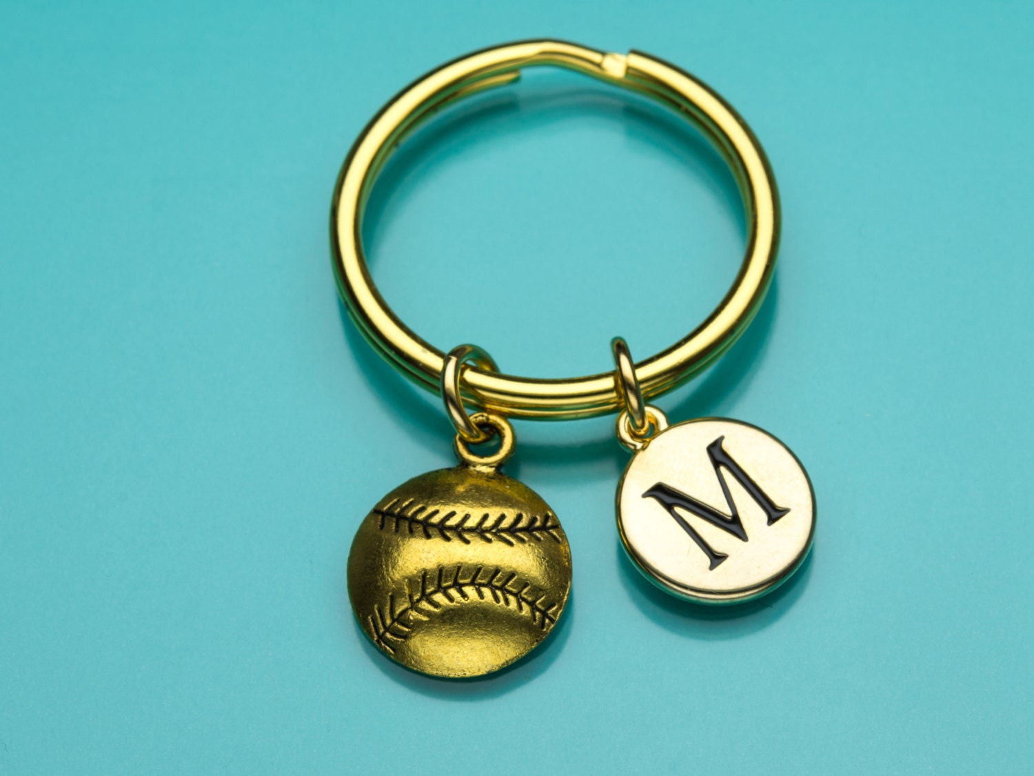 Baseball Schlüsselanhänger, Schlüsselring Gold Baseball, Softball Keychain, Team-Sport-Charme, Anfängliche Personalisierte Schlüsselanhänger von promisemeeverything2