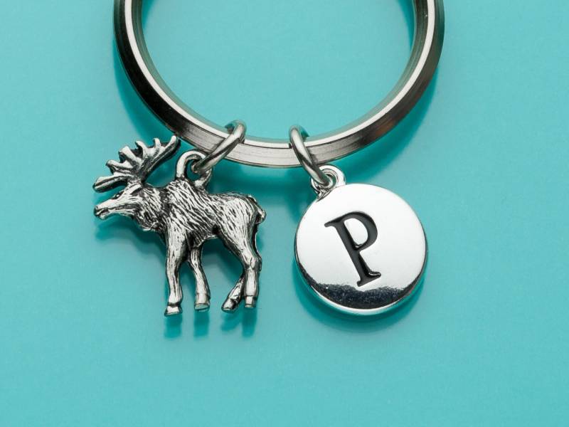 Bull Moose Schlüsselanhänger, Schlüsselring Moose, Anfängliche Keychain, Personalisierte Benutzerdefinierte Charme 52 von promisemeeverything2