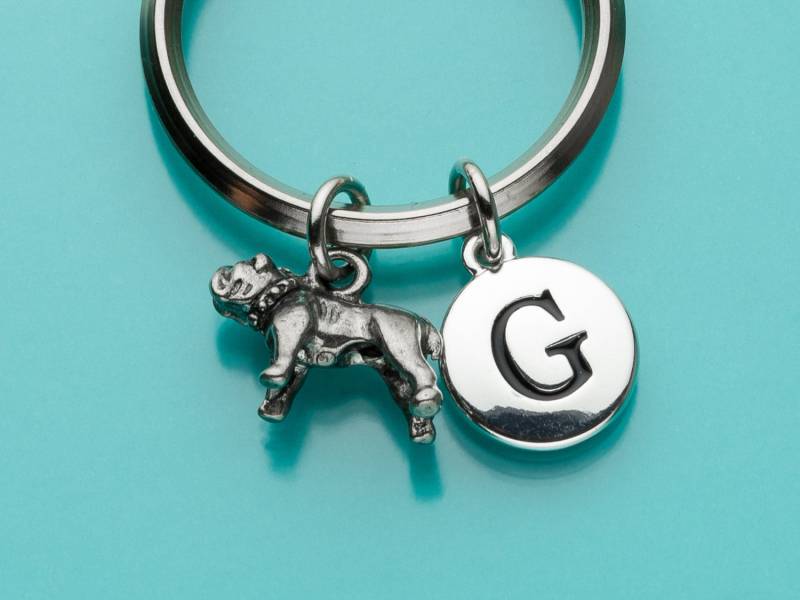 Bulldogge Schlüsselanhänger, Schlüsselring Bulldog, Anfängliche Keychain, Personalisierte Benutzerdefinierte Charme Hund Charme, 53 von promisemeeverything2