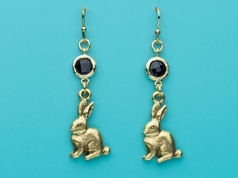 Bunny Ohrringe, Schwarz Crystal Kaninchen-Ohrringe, Tier-Ohrringe, Baumeln Geschenke Für Sie, 442 Bunny Ohrringe, Schwarz Crystal Kaninchen-Ohrringe, Tier-Ohrringe, Baumeln Geschenke Für Sie, 442 von promisemeeverything2