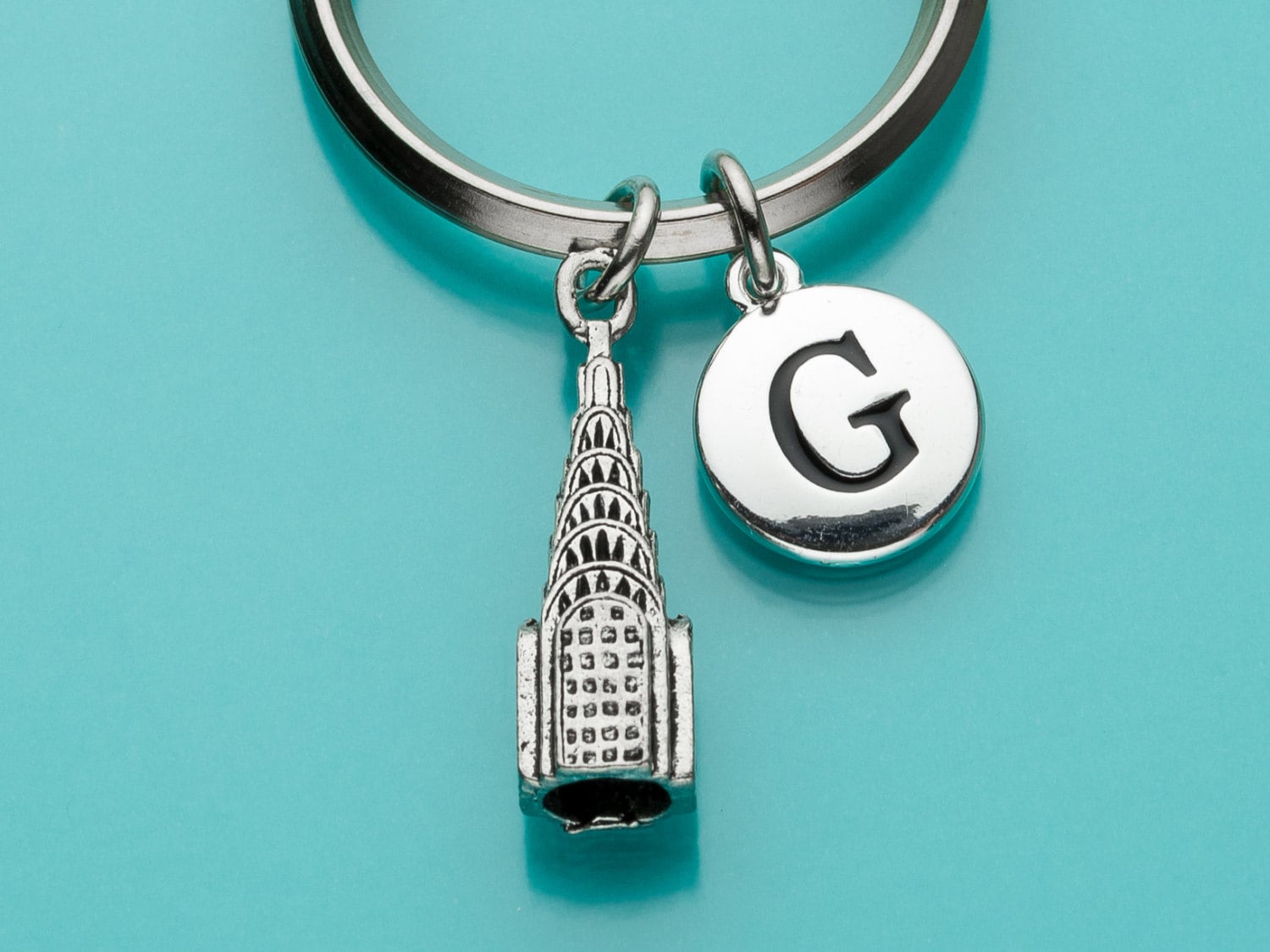 Chrysler Building Schlüsselbund, Schlüsselring, Initial Personalisierter Benutzerdefinierter New York Charm, 74 von promisemeeverything2