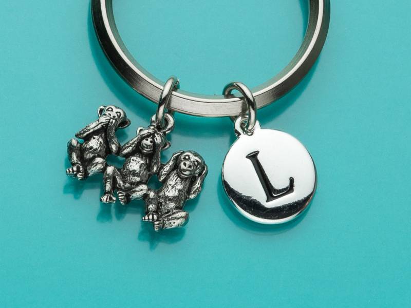 Drei Affen Schlüsselbund, Speak No Evil, See Hören Keine Bösen Affe Schlüsselanhänger, Erste Personalisierte 339 von promisemeeverything2