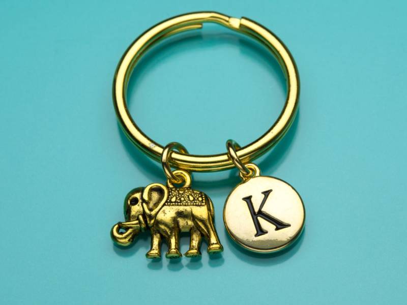 Elefant Keychain, Goldene Schlüsselanhänger, Dschungel-Tier-Charme, Ursprüngliche Benutzerdefinierte Keychain Personalisierte 509 von promisemeeverything2