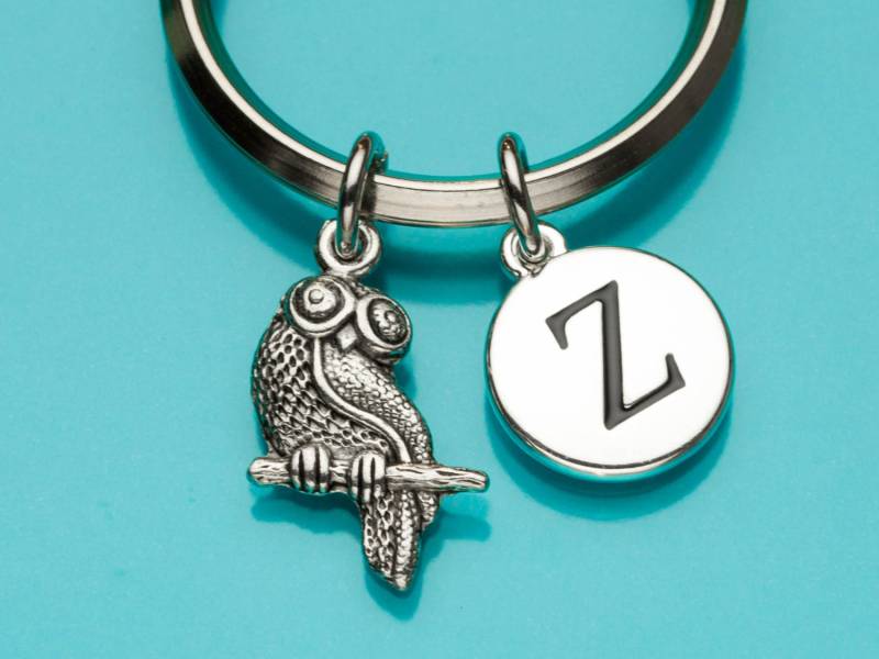 Eule Schlüsselanhänger, Schlüsselanhänger Eule, Auf Ast, Vogel Charme, Anfängliche Schlüsselbund, Personalisierte Benutzerdefinierte Charme 859 von promisemeeverything2