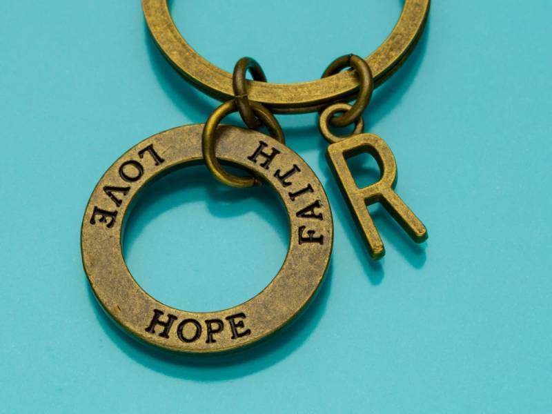 Glaube Hoffnung Liebe Schlüsselanhänger, Bronze Key Ring, Inspirierenden Charme, Personalisierte Custom, Schlüsselbund, 849 Charme von promisemeeverything2