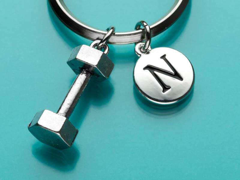 Hantel Schlüsselanhänger, Übung Ausrüstung Charme, Sport, Erste Personalisierte Benutzerdefinierte 113 von promisemeeverything2