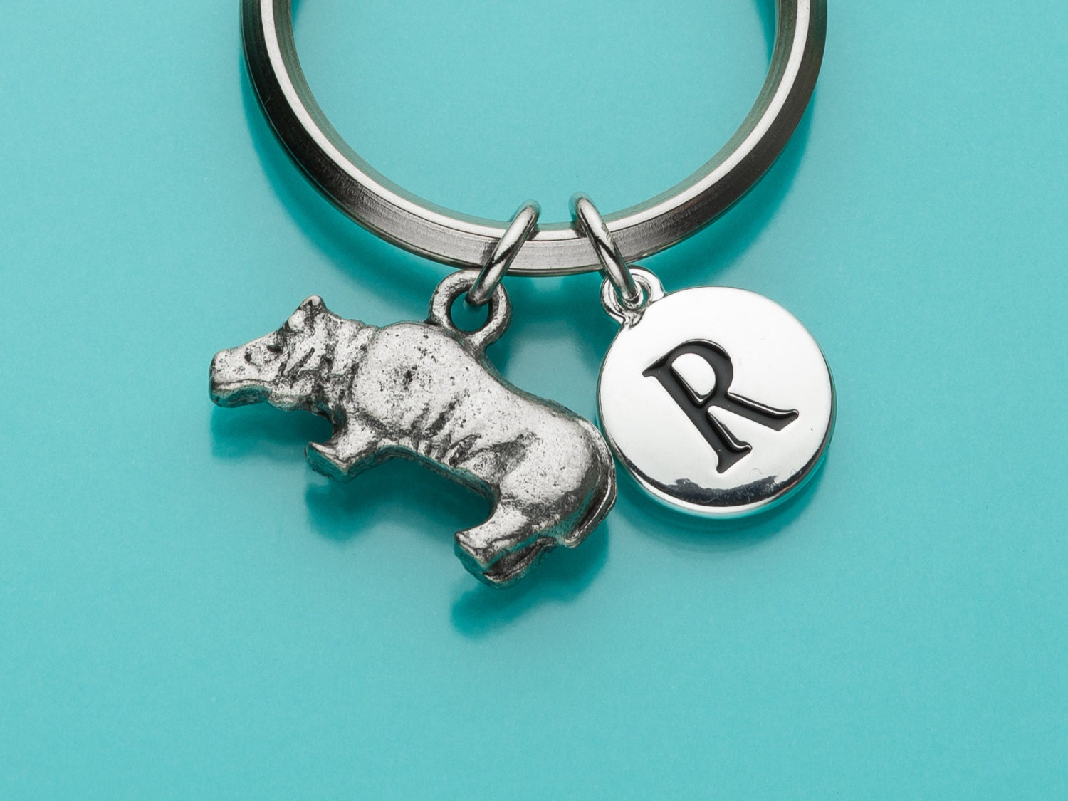 Hippopotamus Schlüsselanhänger, Dschungel Tier Charme, Erste Personalisierte Charme 183 von promisemeeverything2