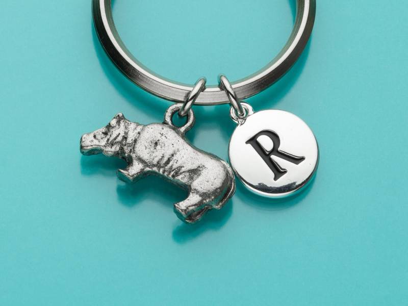 Hippopotamus Schlüsselanhänger, Dschungel Tier Charme, Erste Personalisierte Charme 183 von promisemeeverything2