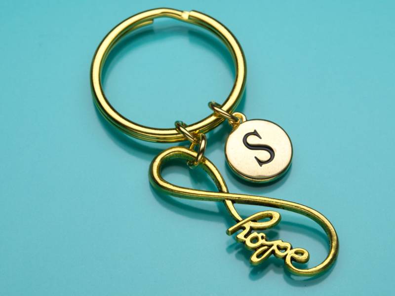 Hoffnung Infinity Schlüsselanhänger, Schlüsselanhänger Gold Unendlich, Ewig, Anfängliche Keychain, Personalisierte Benutzerdefinierte Keychain von promisemeeverything2