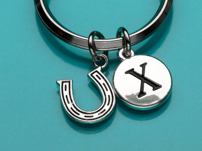 Hufeisen Schlüsselanhänger, Schlüsselring Hufeisen, Pferd Schuh Glücksbringer, Anfängliche Keychain, Personalisierte Benutzerdefinierte 700 von promisemeeverything2