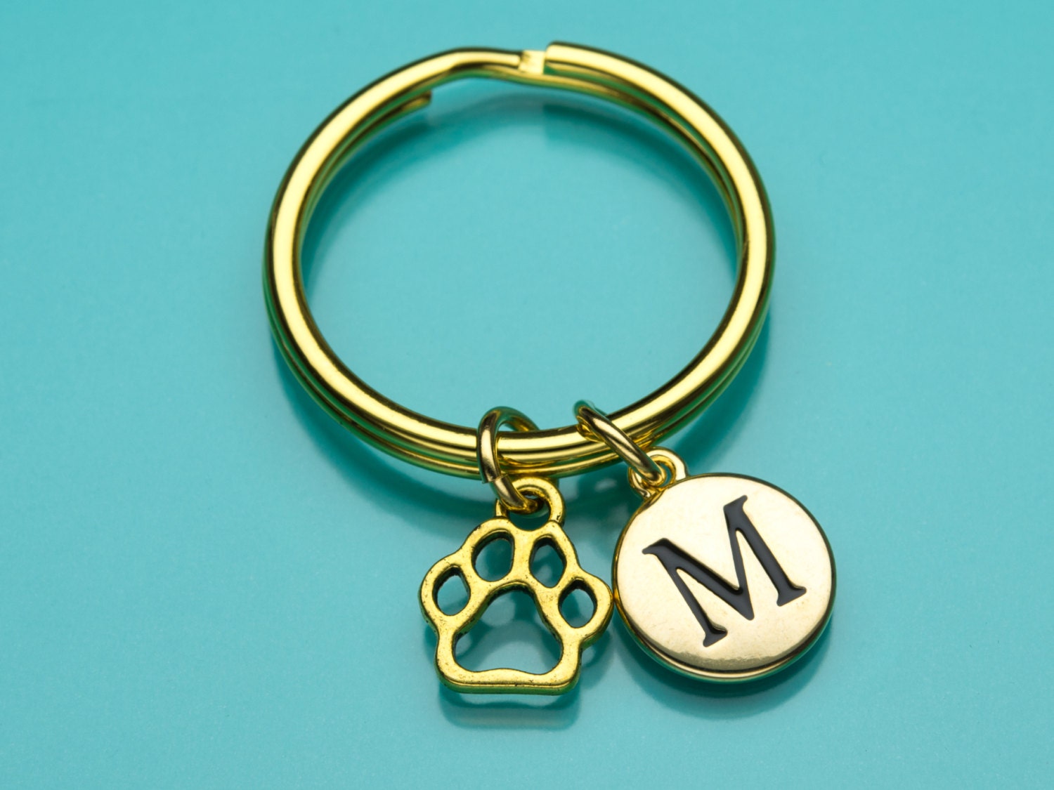 Hund Pfote Print Schlüsselbund, Gold Schlüsselring, Charme, Anfängliche Keychain, Personalisierte Schlüsselanhänger, Benutzerdefinierte 506 von promisemeeverything2