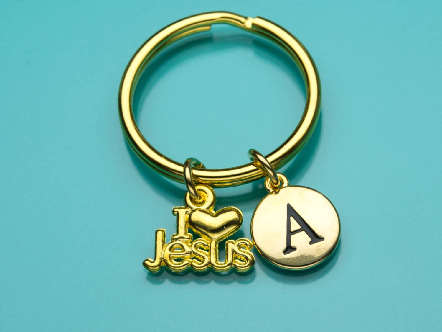 Ich Liebe Jesus Keychain, Gold, Ich Liebe, Schlüsselanhänger, Religiöses Symbol, Anfängliche Personalisierte Charm, 616 von promisemeeverything2