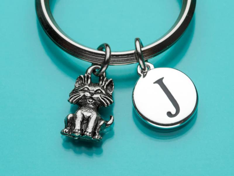 Kätzchen Schlüsselbund, Kitten-Schlüsselanhänger, Kitty Kat, Anfängliche Keychain, Personalisierte Schlüsselanhänger, Benutzerdefinierte Charme 96 von promisemeeverything2