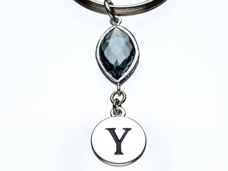 Kohle Crystal Marquise Keychain, Gem Schlüsselring, Anfängliche Personalisierte Charme M2 von promisemeeverything2