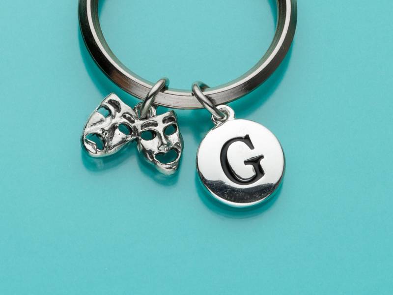 Komödie/Drama Masken Schlüsselbund, Komödie/Drama-Schlüsselanhänger, Anfängliche Personalisierte Schlüsselanhänger, Benutzerdefinierte von promisemeeverything2