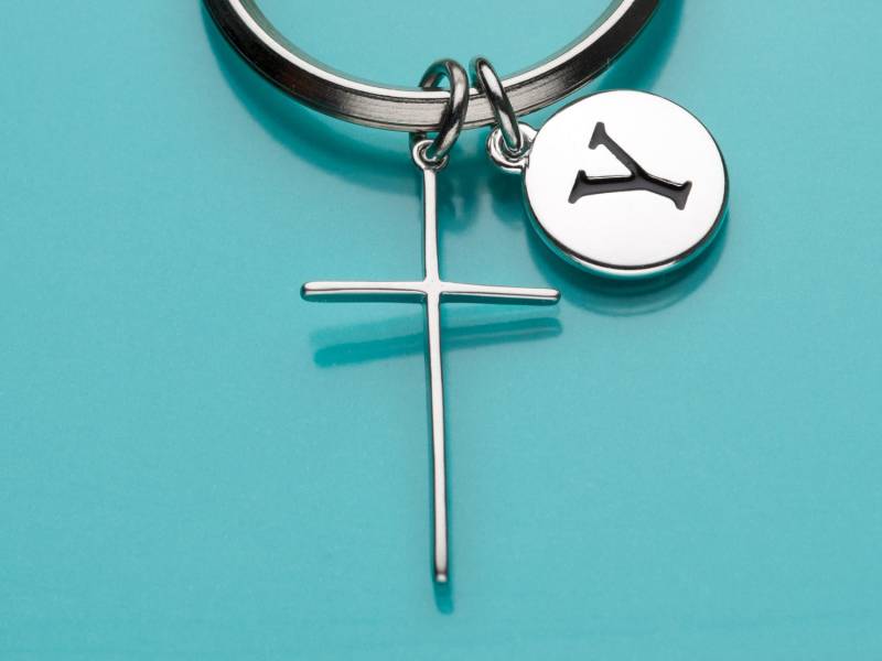 Kreuz Keychain, Schlanken Schlüsselanhänger, Religiöses Symbol, Anfängliche Personalisierte Benutzerdefinierte Schlüsselbund, Charm, 438 von promisemeeverything2