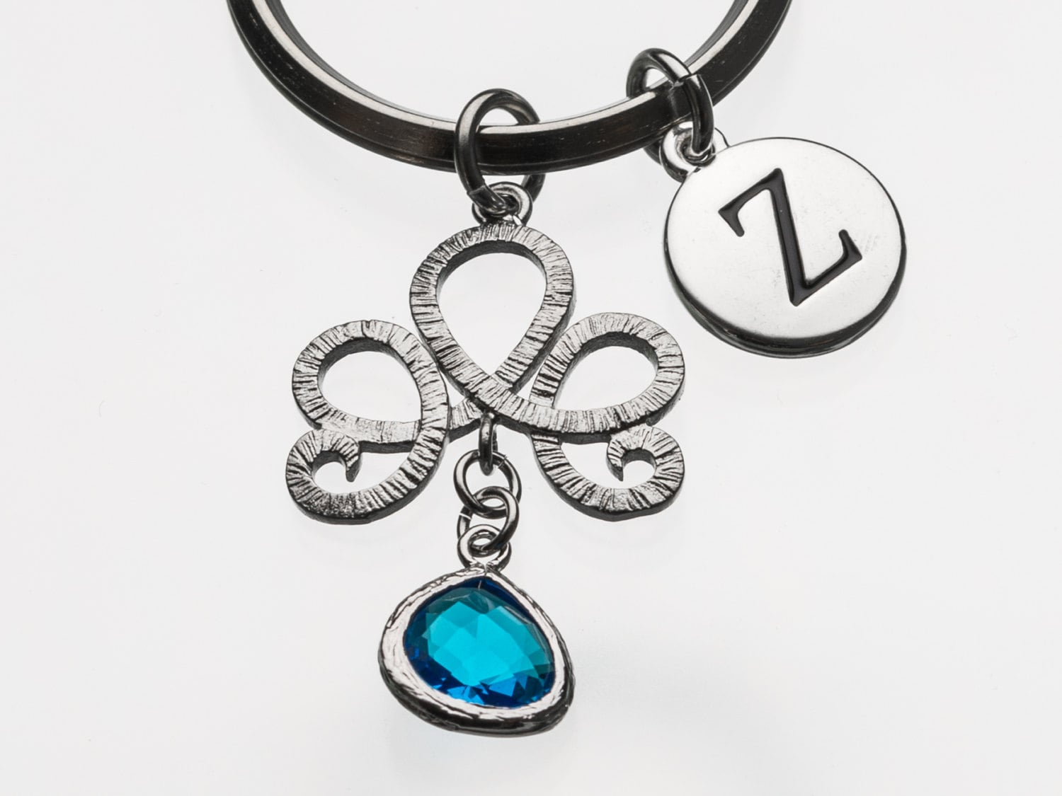 Kronleuchter Schlüsselbund, Kronleuchter-Schlüsselanhänger, Capri Blue Crystal Gem Schlüsselbund Erste Keychain, Personalisierte von promisemeeverything2