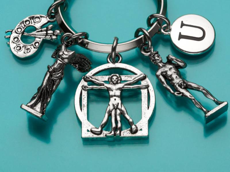 Künstler-Keychain, Geflügelte Sieg, Des Malers Palette, Michelangelos David, Vitruvian Mann, Benutzerdefinierte Keychain, 168, 613.252, 778 von promisemeeverything2
