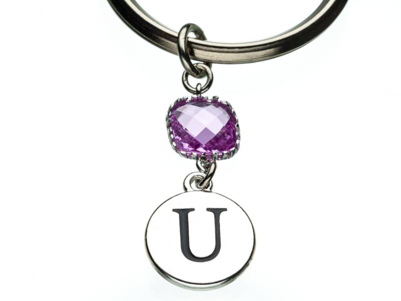 Lavendel Kissen in Crystal Keychain, Gem Schlüsselring, Anfängliche Personalisierte Benutzerdefinierte C3 von promisemeeverything2