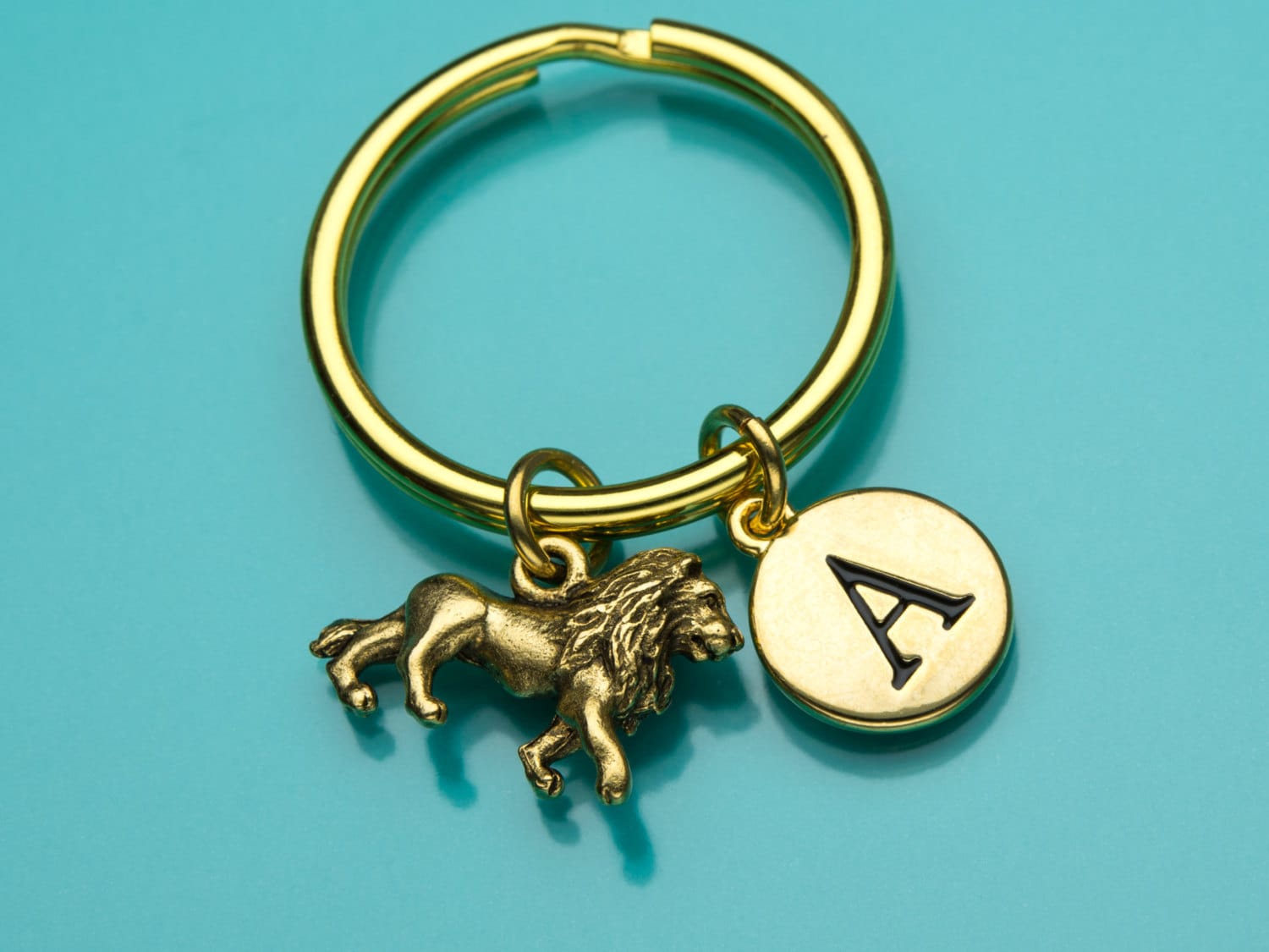 Löwe Schlüsselbund, Gold Schlüsselring, Tier Charme, Dschungel Erste Personalisierte Benutzerdefinierte Charm 708 von promisemeeverything2