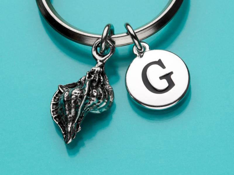 Meer Shell Schlüsselanhänger, Schlüsselring Von Sea Shell, Conch Kreatur, Anfängliche Keychain, Personalisierte Benutzerdefinierte von promisemeeverything2