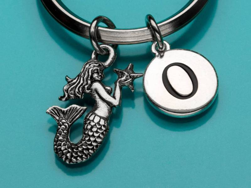 Meerjungfrau Schlüsselanhänger, Mit Stern Schlüsselring, Meerestiere, Erste Personalisierte Individuelle Charme 698 von promisemeeverything2