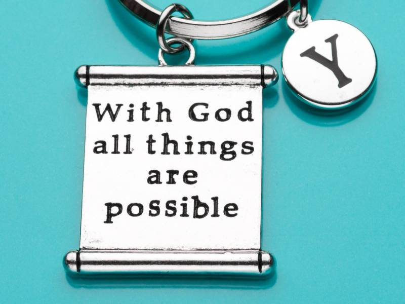 Mit Gott Schlüsselbund, Mit Gott-Schlüsselanhänger, Inspirierenden Charme, Religiöse Anfängliche Personalisierte Schlüsselanhänger von promisemeeverything2