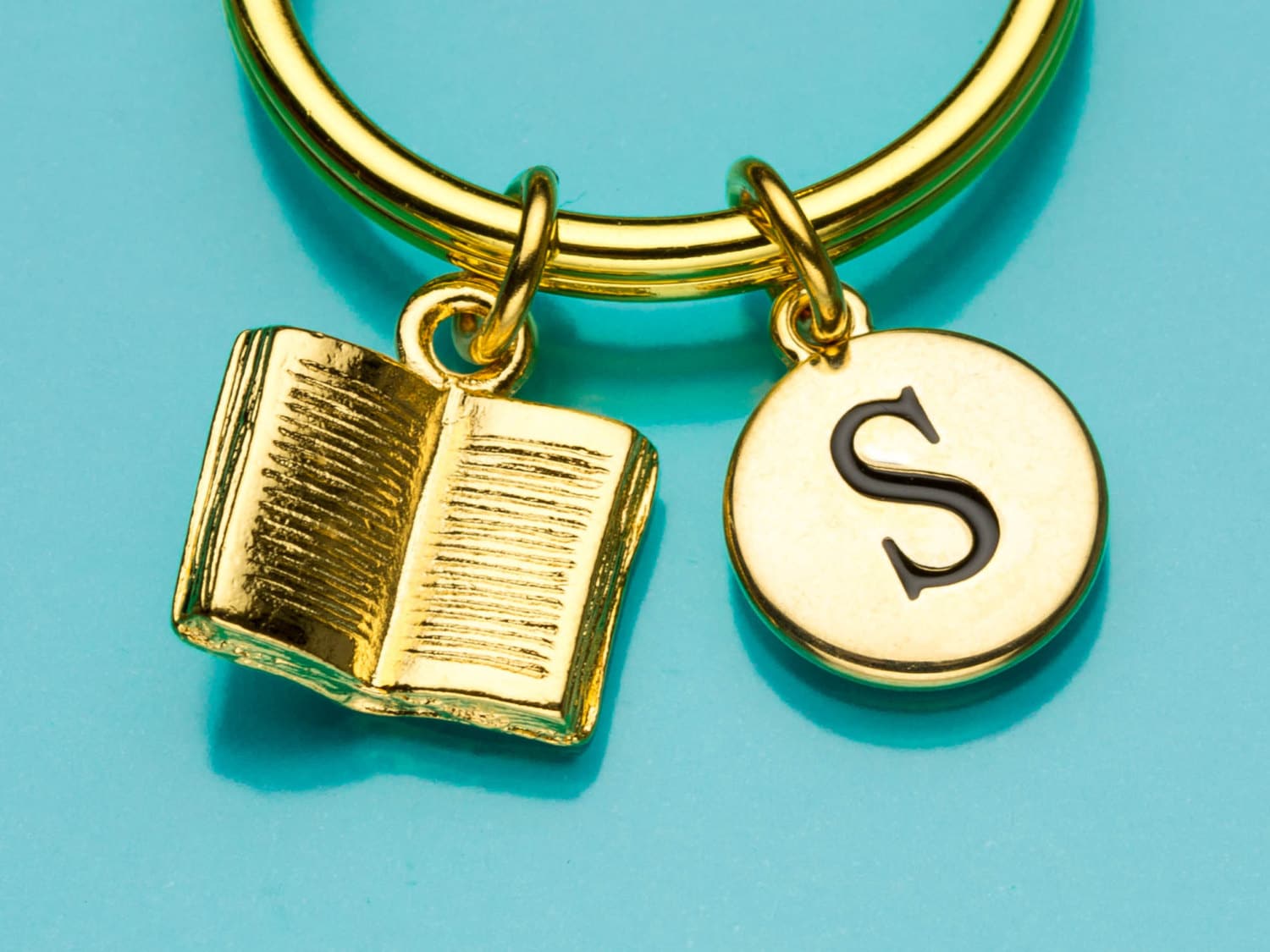 Offenes Buch Schlüsselanhänger, Buch-Liebhaber-Gold Schlüssel Ring, Leser Geschenk, Lehrer Bibliothekar, Bücherwurm, Schriftsteller von promisemeeverything2
