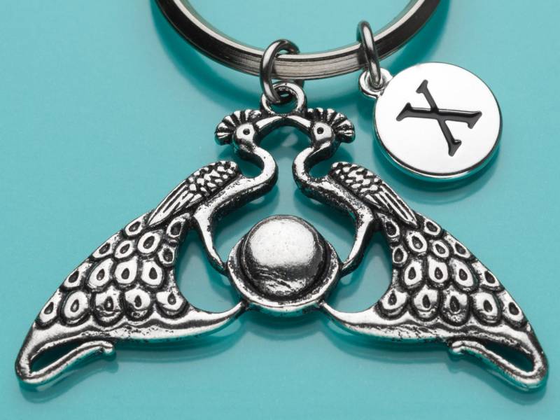 Peacock Liebhaber Schlüsselanhänger, Schlüsselring Peacock, Art Nouveau Keychain, Vogel-Charme, Anfängliche Personalisierte Benutzerdefinierte 421 von promisemeeverything2