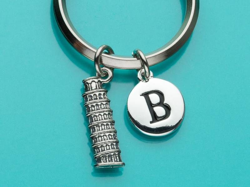 Schiefen Turm Von Pisa Schlüsselbund, Schiefen Schlüsselring, Anfängliche Keychain, Personalisierte Benutzerdefinierte Keychain Charme 218 von promisemeeverything2