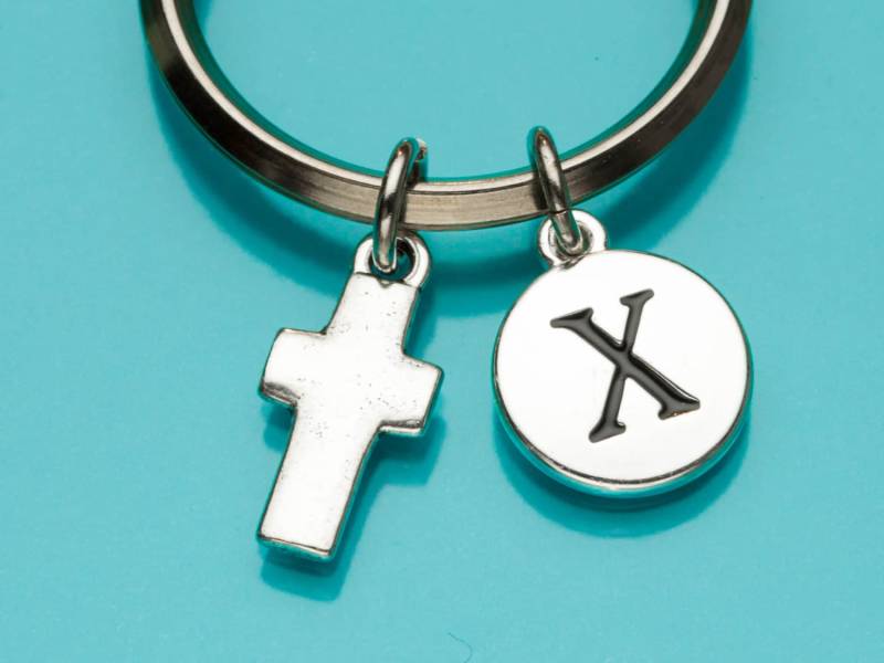 Schlüsselanhänger, Einfache Kreuz Religiöses Symbol Erste Benutzerdefinierte Schlüsselbund Schlüsselbund, Personalisierte Charme 856 von promisemeeverything2