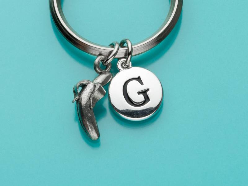 Schlüsselbund Banane, Banane Schlüsselring, Anfängliche Keychain, Personalisierte Schlüsselanhänger, Benutzerdefinierte Charme Geschälte Obst, 26 von promisemeeverything2