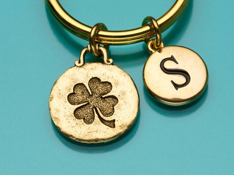 Shamrock Schlüsselanhänger, Schlüsselring Gold Shamrock, Four Leaf Clover, Viel Glück, Erste Personalisierte Brauch, Charme Schlüsselbund, 810 Shamrock Schlüsselanhänger, Schlüsselring Gold Shamrock, Four Leaf Clover, Viel Glück, Erste Personalisierte Brauch, Charme Schlüsselbund, 810 von promisemeeverything2